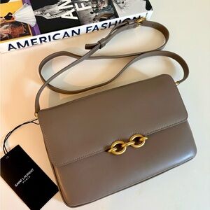 Saint Laurent Smooth Calfskin Le Maillon Satchel Taupe